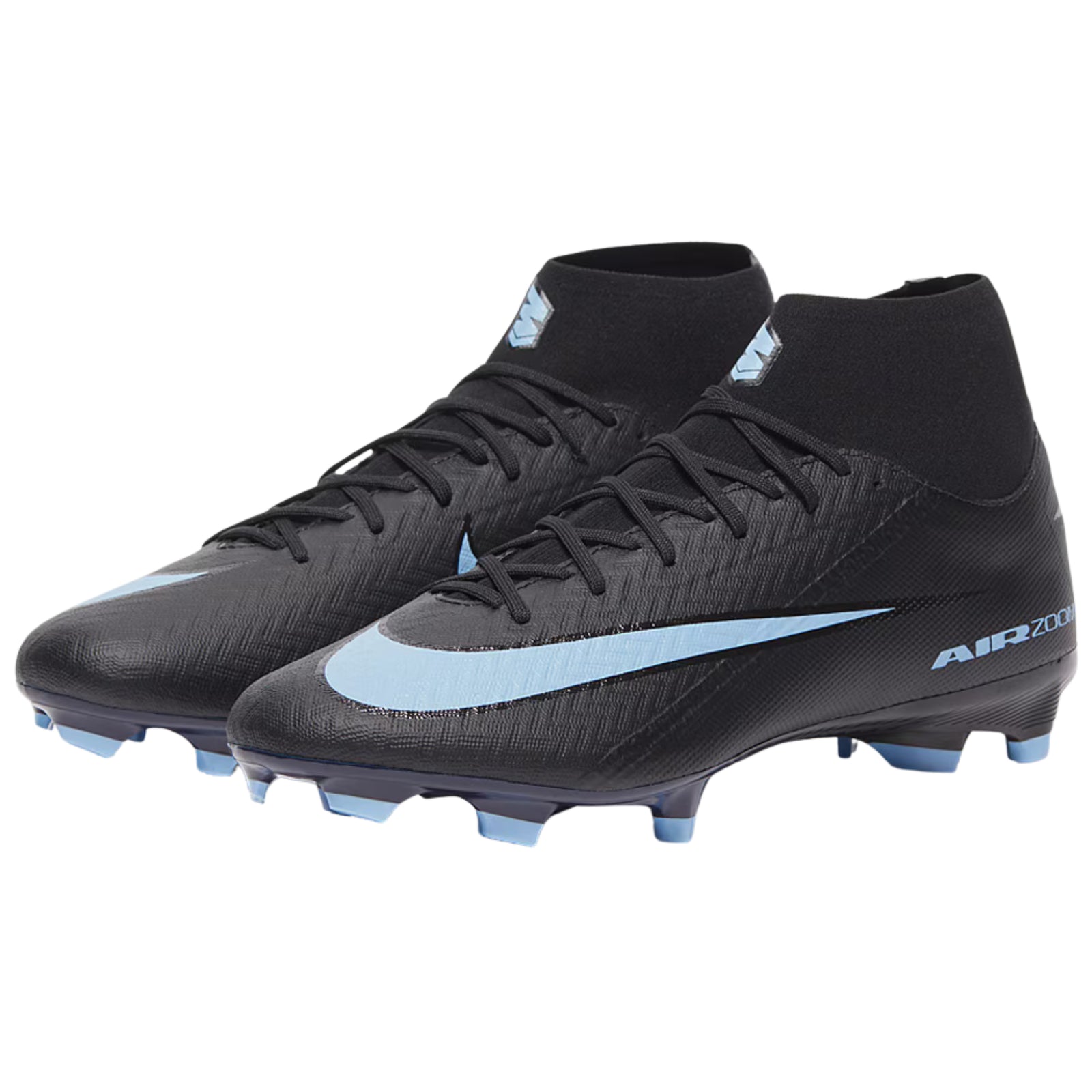 Nike Zoom Superfly 10 Academy Firm Ground/Multiground Soccer Cleats (Black/Ice Blue)