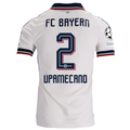 adidas Mens Bayern Munich Dayot Upamecano Away Jersey w/ Champions League Patches 26/27 (White)