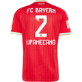 adidas Mens Bayern Munich Dayot Upamecano Home Jersey w/ Bundesliga Champion Patch 26/27 (Red)