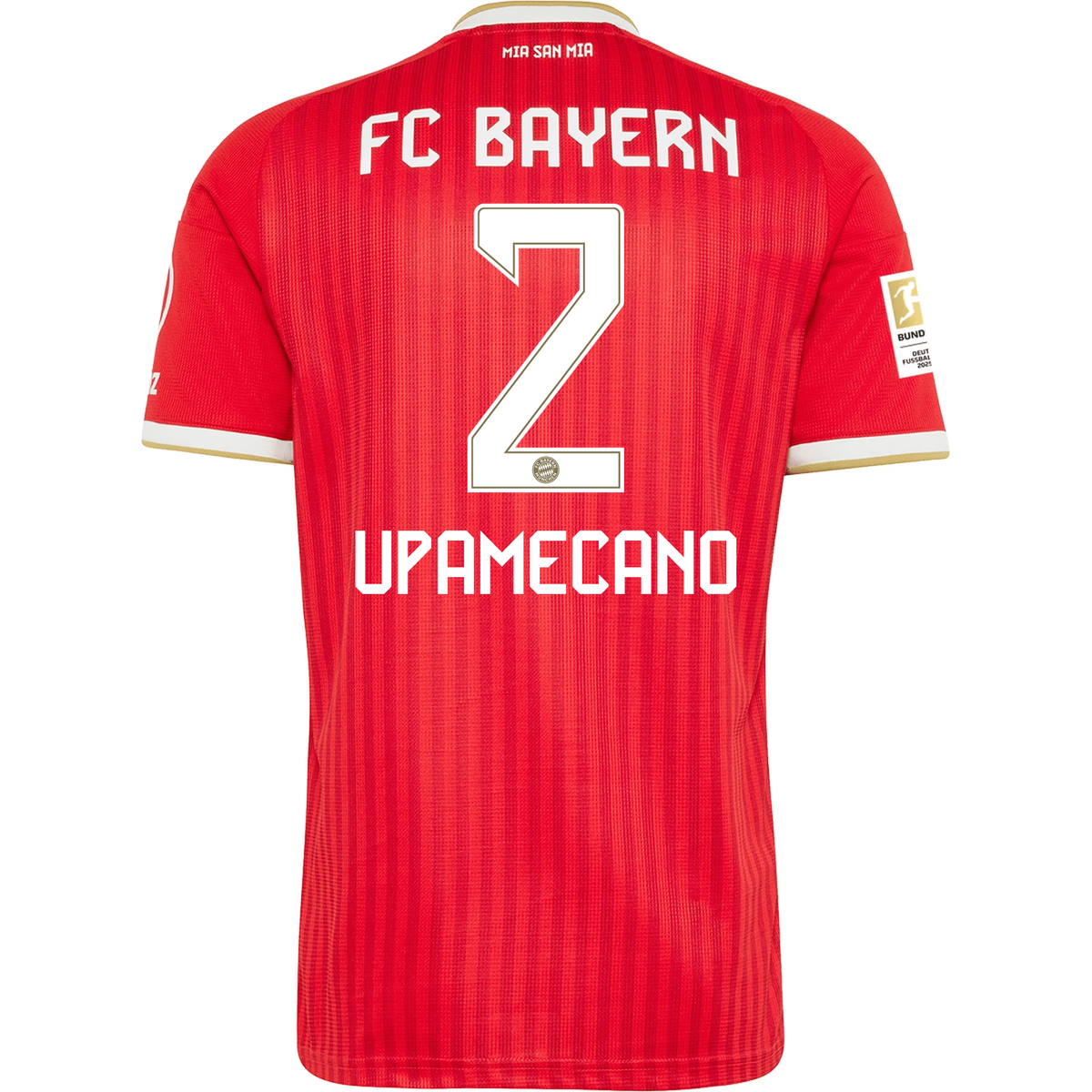 adidas Mens Bayern Munich Dayot Upamecano Home Jersey w/ Bundesliga Champion Patch 26/27 (Red)