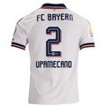 adidas Mens Bayern Munich Dayot Upamecano Away Jersey w/ Bundesliga Champion Patch 26/27 (White)