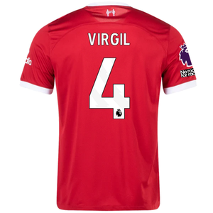 Nike Liverpool Virgil Van Dijk Home Jersey w/ EPL + No Room For Racism Patches 23/24 (Red/White)