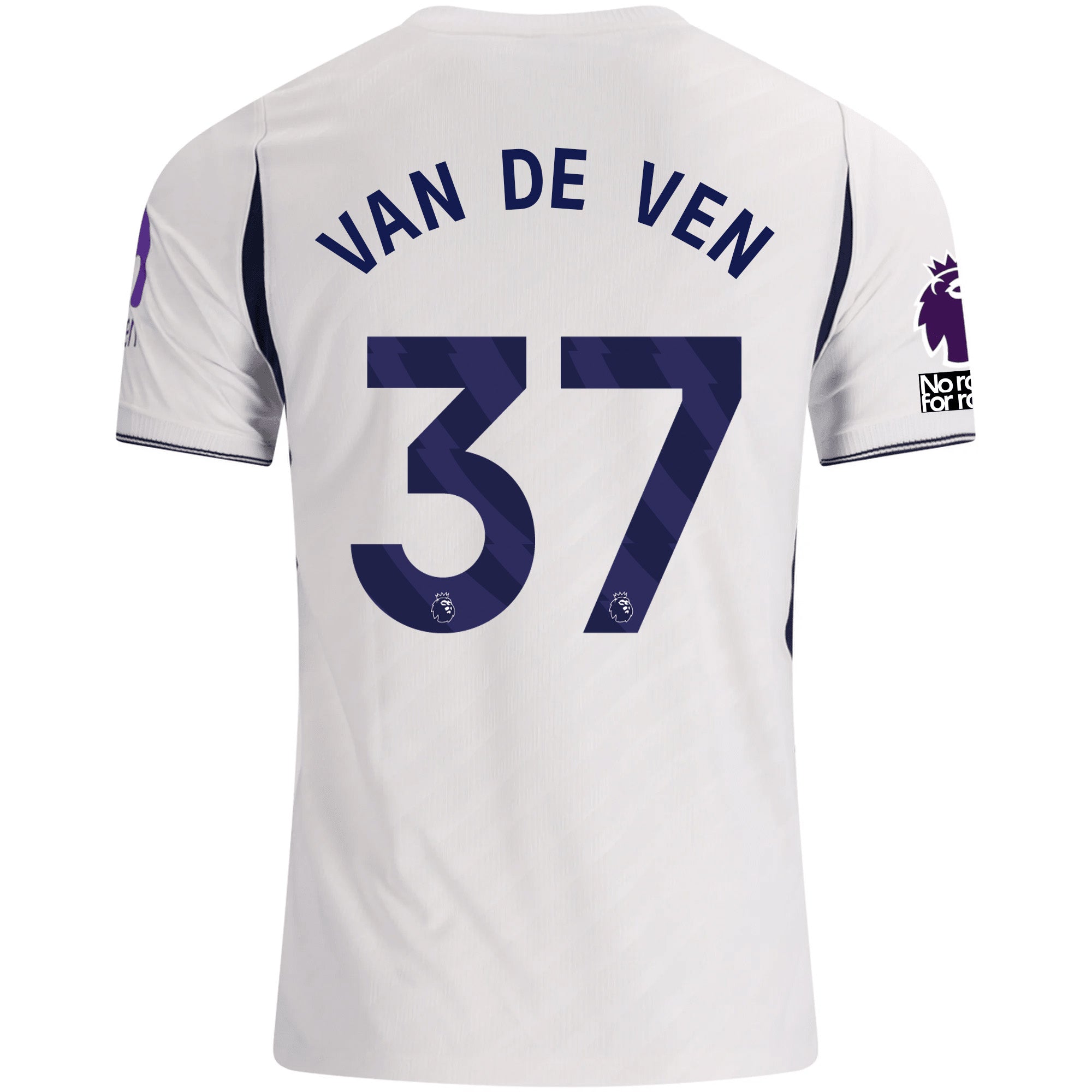 Nike Mens Tottenham Hotspur Micky van de Ven Home Jersey w/ EPL + No Room For Racism 26/27 (White)