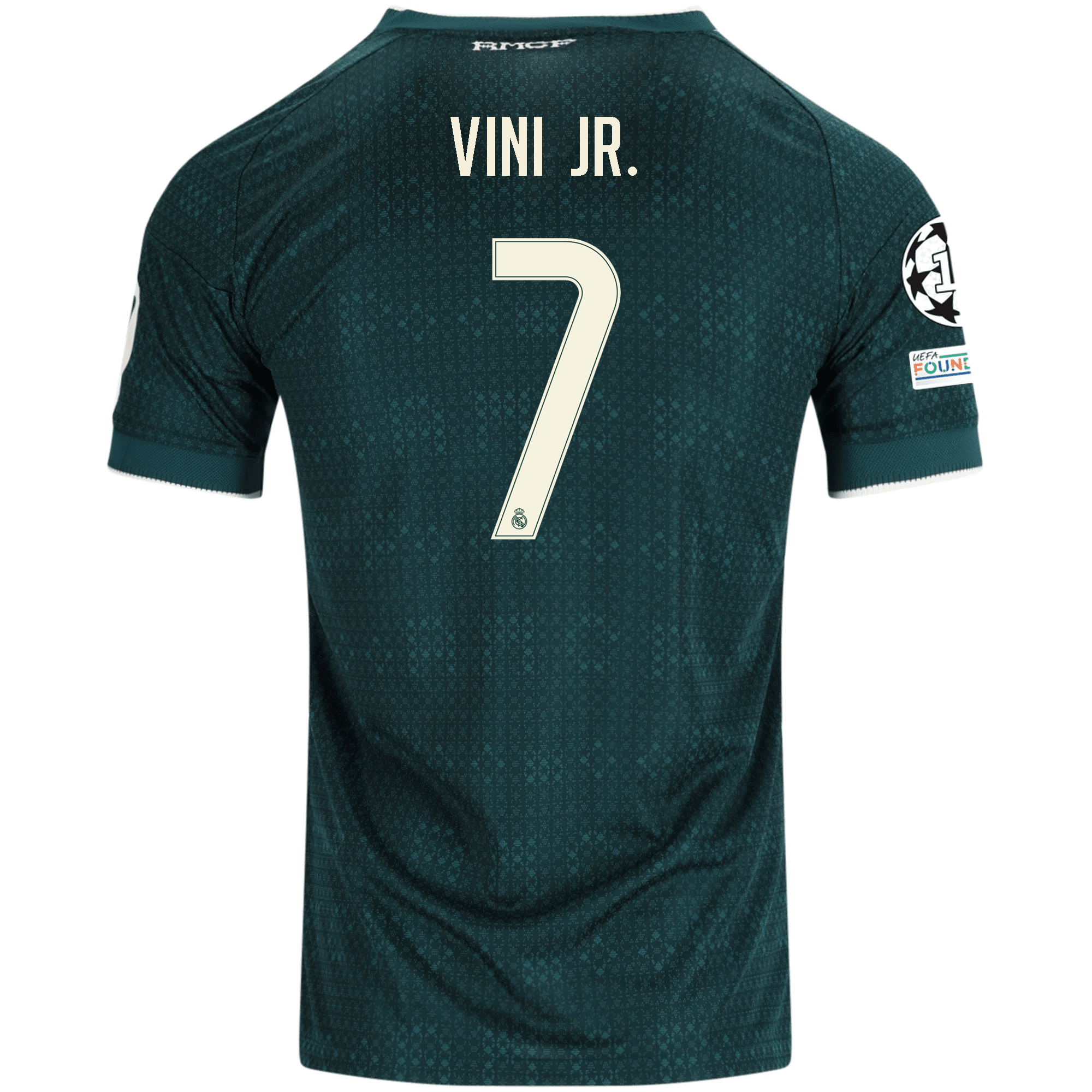 adidas Men's Real Madrid Vinícius Júnior Match Authentic Away Jersey w/ Champions League Patches 26/27 (Green)