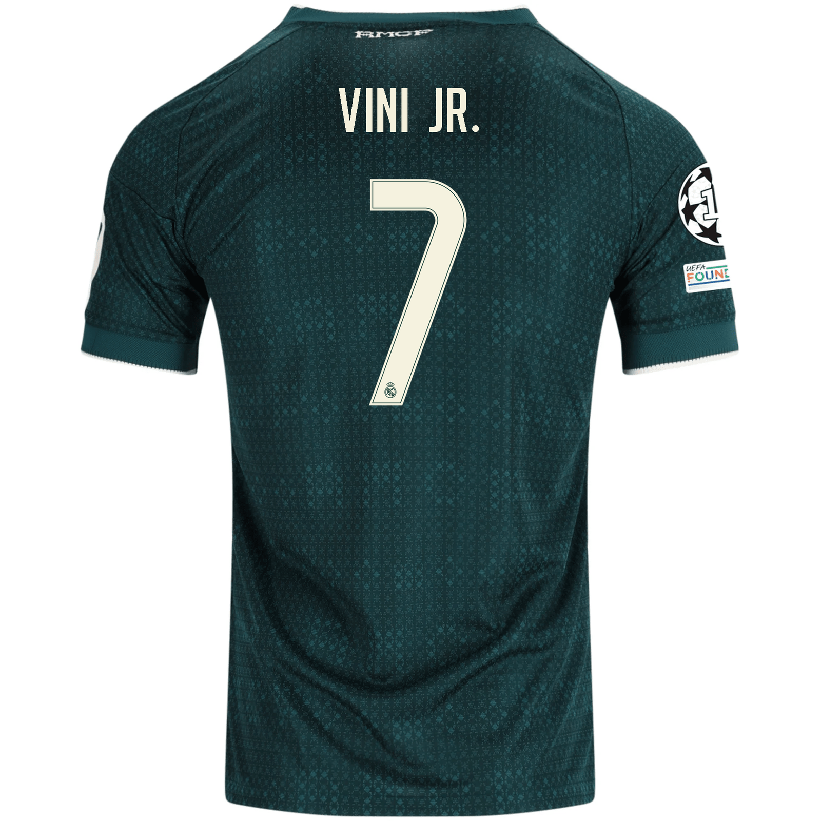 adidas Men's Real Madrid Vinícius Júnior Match Authentic Away Jersey w/ Champions League Patches 26/27 (Green)