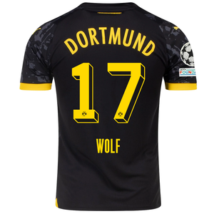 Puma Borussia Dortmund Marius Wolf Away Jersey w/ Champions League Patches 23/24 (Puma Black/Cyber Yellow)