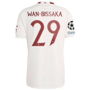adidas Manchester United Aaron Wan-Bissaka Third Jersey w/ Champions League Patches 23/24 (Cloud White/Red)