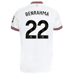 Umbro West Ham Benrahma Away Jersey w/ EPL + No Room For Racism Patches 23/24 (White)