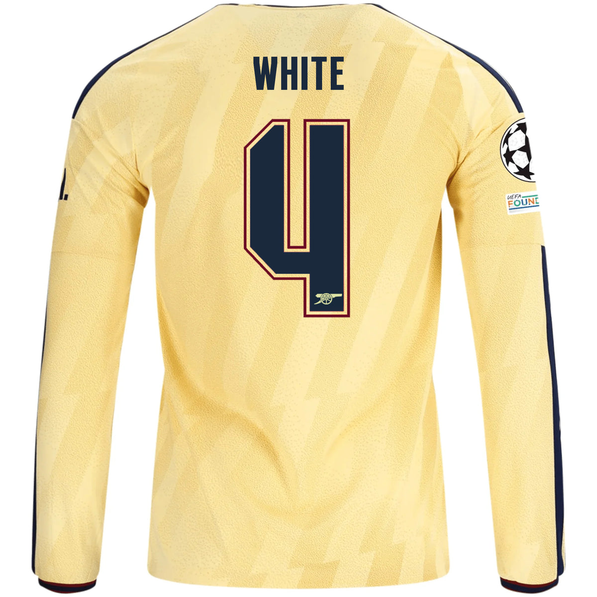 adidas Mens Arsenal Ben White Long Sleeve Third Jersey w/ Champions League Patches 26/27 (Yellow)