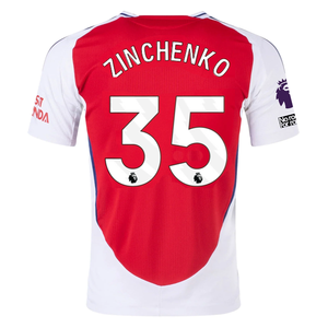 adidas Arsenal Authentic Oleksandr Zinchenko Home Jersey w/ EPL + No Room For Racism Patches 24/25 (Better Scarlet/White)