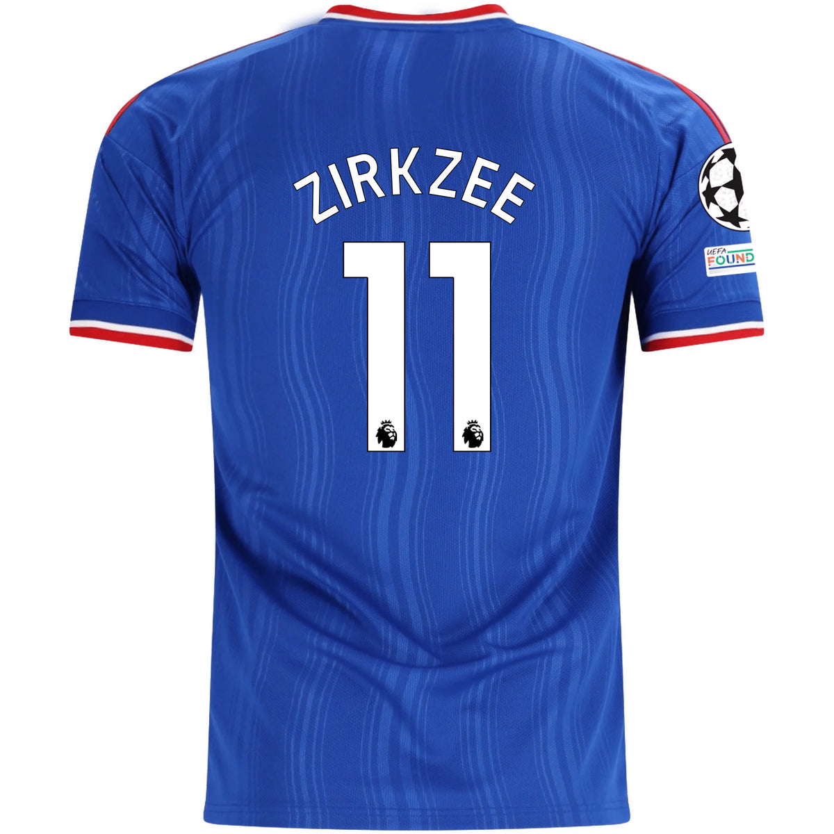 adidas Mens Manchester United Joshua Zirkzee Away Jersey w/ Champions League Patches 26/27 (Blue)
