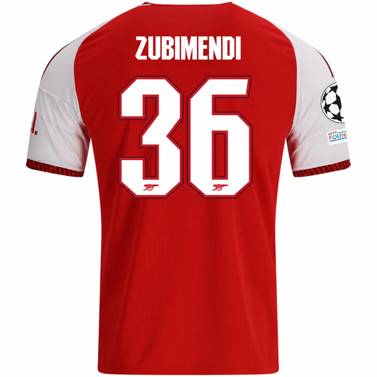 adidas Mens Arsenal Martín Zubimendi Home Jersey w/ Champions League Patches 26/27 (Red)