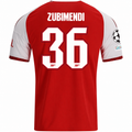 adidas Mens Arsenal Martín Zubimendi Home Jersey w/ Champions League Patches 26/27 (Red)