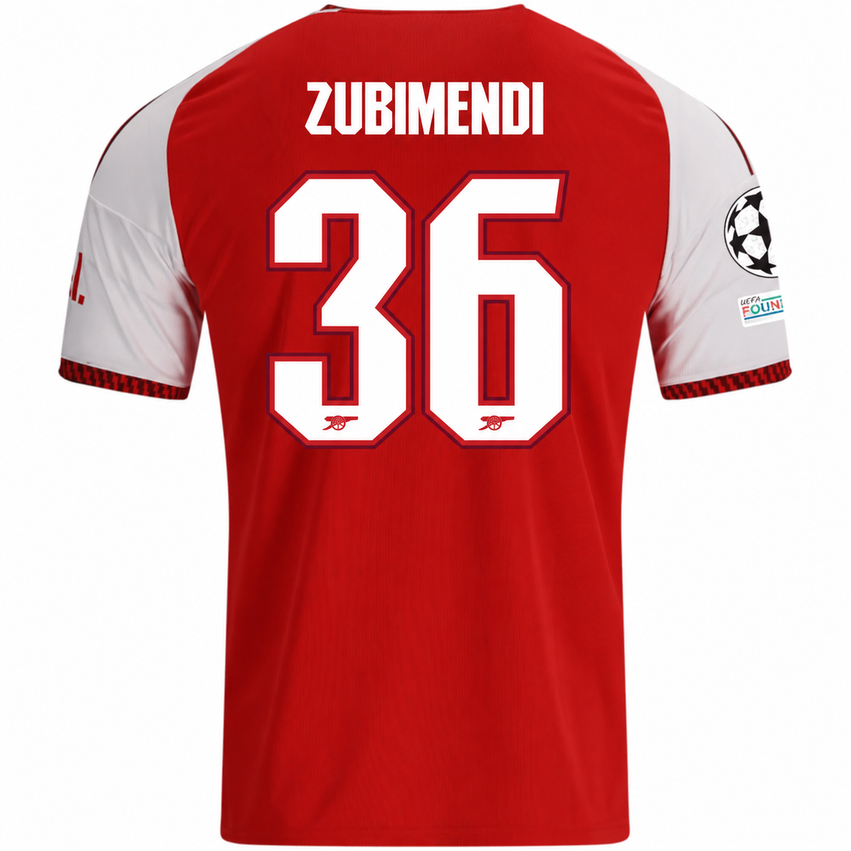 adidas Mens Arsenal Martín Zubimendi Home Jersey w/ Champions League Patches 26/27 (Red)