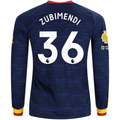 adidas Mens Arsenal Martin Zubimendi Long Sleeve Away Jersey w/ EPL + No Room For Racism Patches 26/27 (Navy/Yelllow)