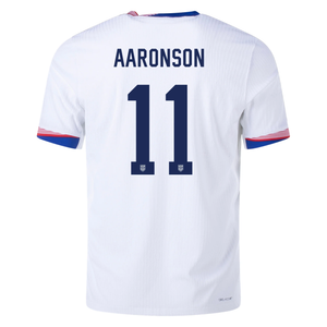 Nike Mens United States Authentic Brenden Aaronson Match Home Jersey 24/25 (White/Obsidian)