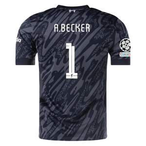 Nike Liverpool Allison Becker Goalkeeper Jersey w/ Champions League Patches 24/25 (Anthracite/Black)