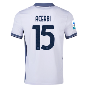 Nike Inter Milan Francesco Acerbi Away Jersey w/ Serie A + Scudetto Patch 24/25 (Summit White/Iris Whisper)