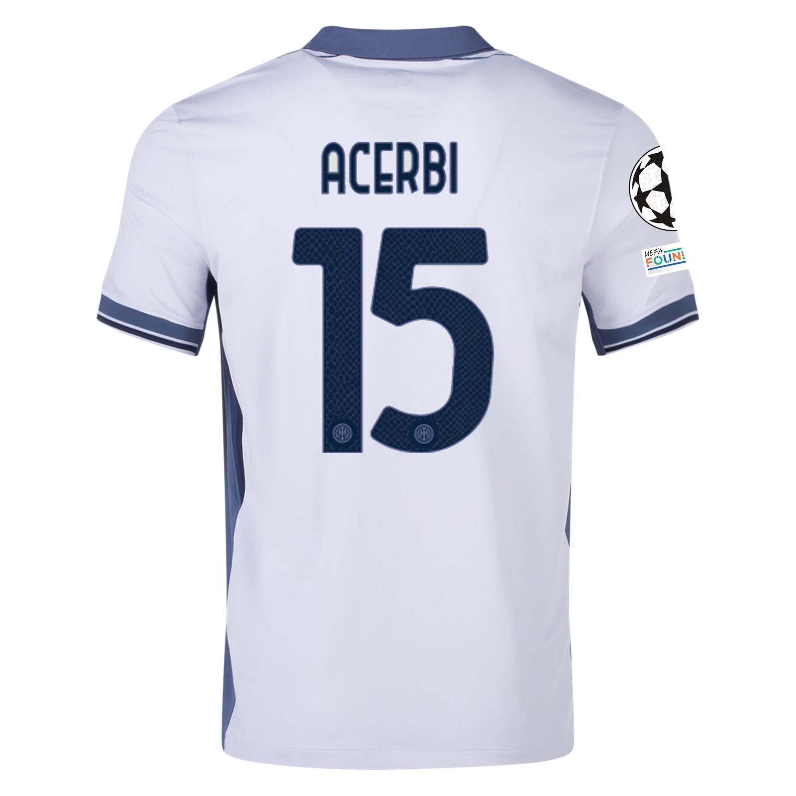 Nike Inter Milan Francesco Acerbi Away Jersey w/ Champions League + Scudetto Patch 24/25 (Summit White/Iris Whisper)