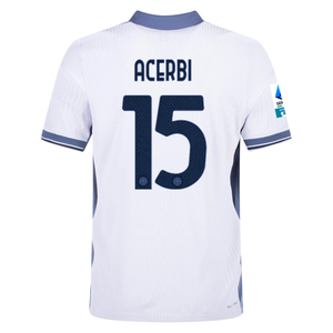 Nike Inter Milan Authentic Francesco Acerbi Away Jersey w/ Serie A + Scudetto Patch 24/25 (White/Silver)