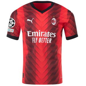 Puma AC Milan Authentic Home Jersey w/ Champions League Patches 23/24 (Red/Puma Black)