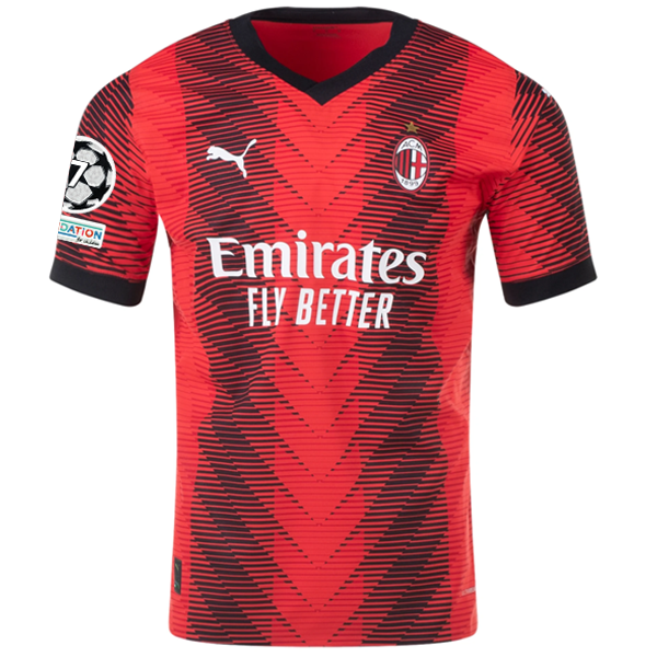 Puma AC Milan Authentic Home Jersey w Champions League Patches 23