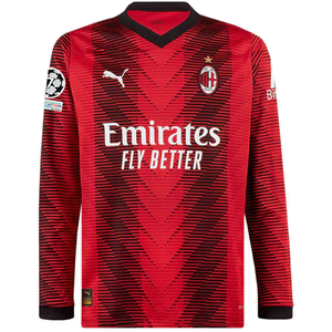 Puma AC Milan Messias Jr Long Sleeve Home Jersey w/ Champions League Patches 23/24 (Red/Puma Black)
