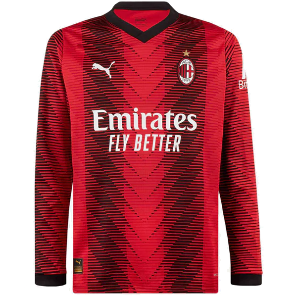 Puma AC Milan Long Sleeve Home Jersey 23/24 (Red/Puma Black) - Soccer ...