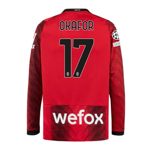 Puma AC Milan Noah Okafor Long Sleeve Home Jersey w/ Champions League Patches 23/24 (Red/Puma Black)