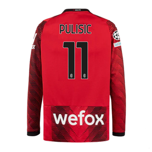 Puma AC Milan Christian Pulisic Long Sleeve Home Jersey w/ Champions League Patches 23/24 (Red/Puma Black)