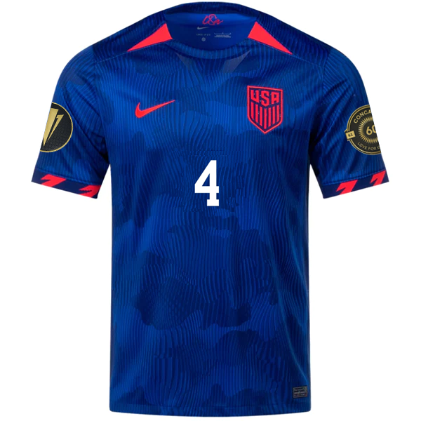 Nike Mens United States Tyler Adams Away Jersey w/ Gold Cup Patches 23/24 (Hyper Royal/Loyal Blue)