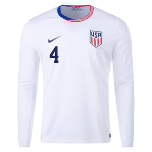 Nike United States Tyler Adams Long Sleeve Home Jersey 24/25 (White)