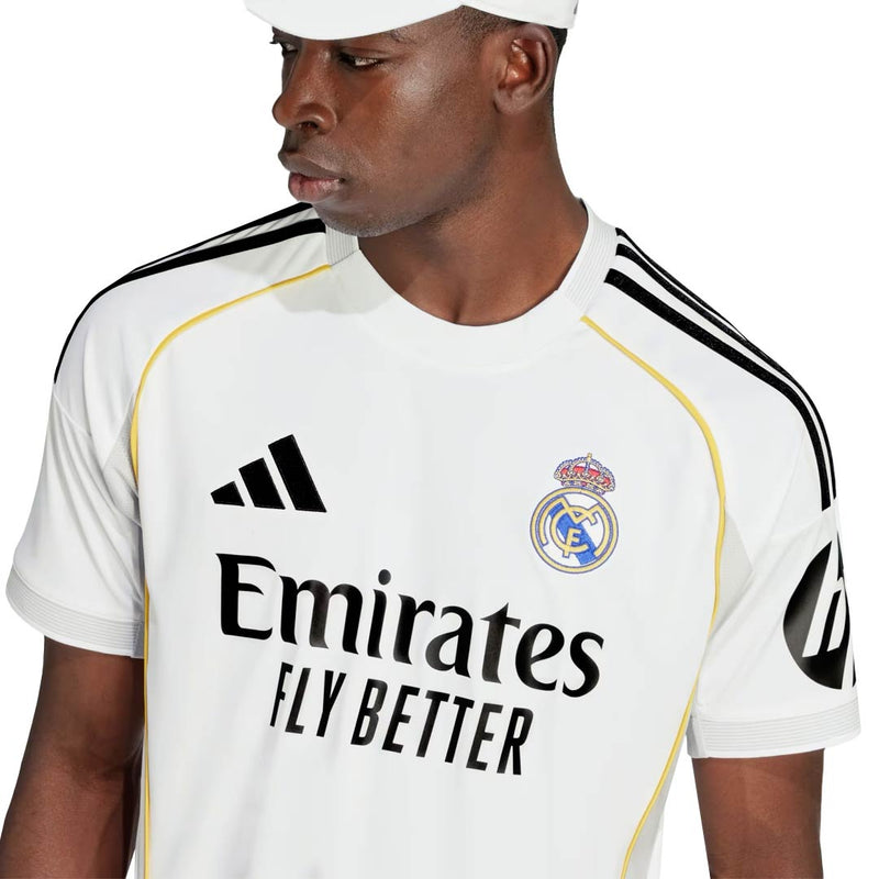adidas Men's Real Madrid 25/26 Home Jersey w/ La Liga + Intercontinental Champion Patch (White)