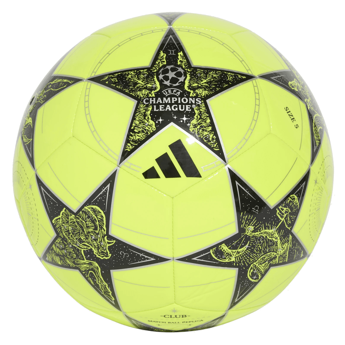 adidas 25/26 UCL Club Ball (Solar Yellow/Black/Silver Metallic) | SoccerWearhouse