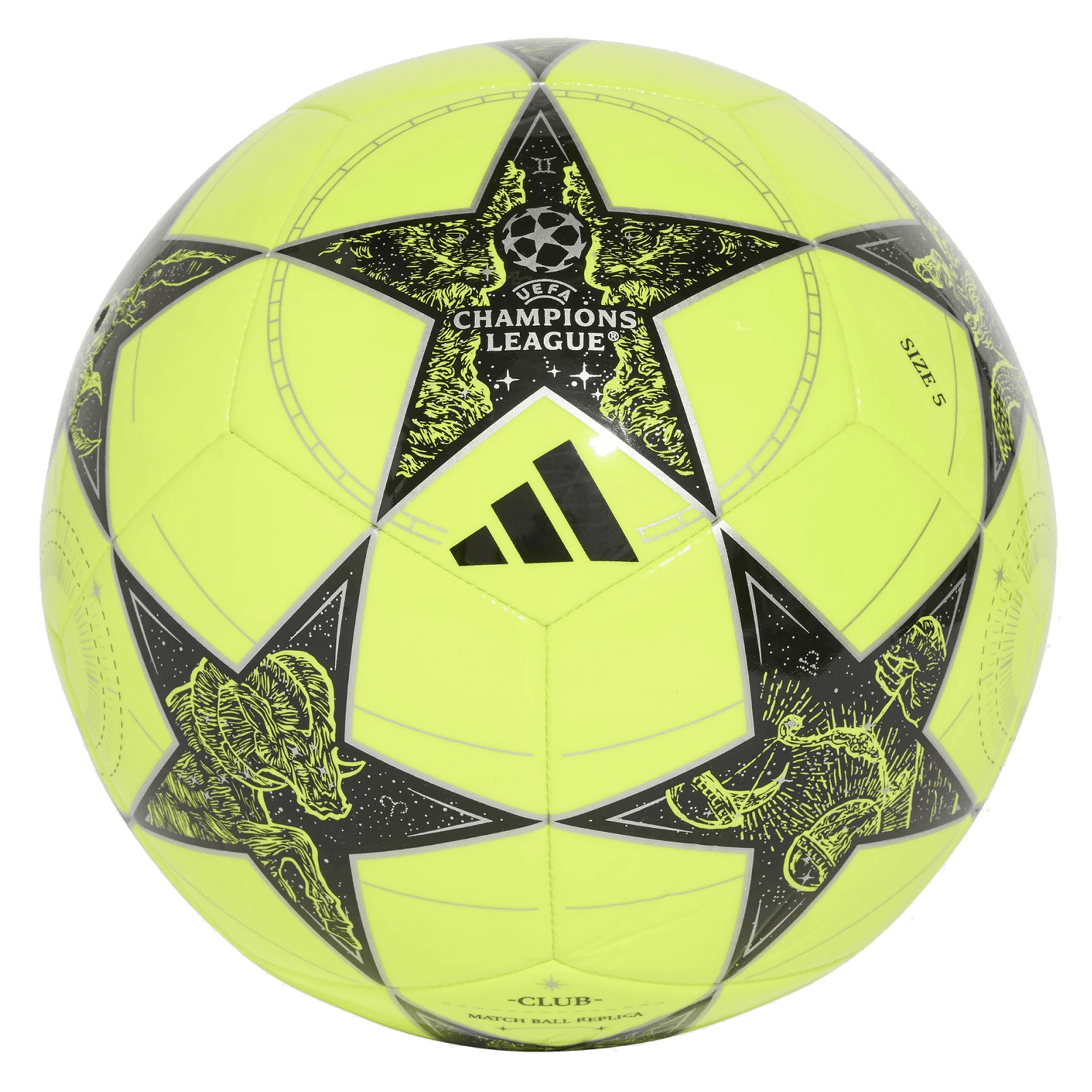adidas 25/26 UCL Club Ball (Solar Yellow/Black/Silver Metallic) | SoccerWearhouse
