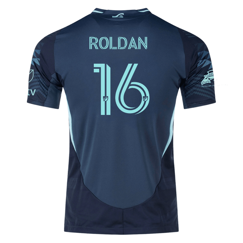 adidas A. Roldan Seattle Sounders Authentic Away Jersey 25/26 w/ MLS Patches & Sponsor (Aura Ink) | SoccerWearhouse