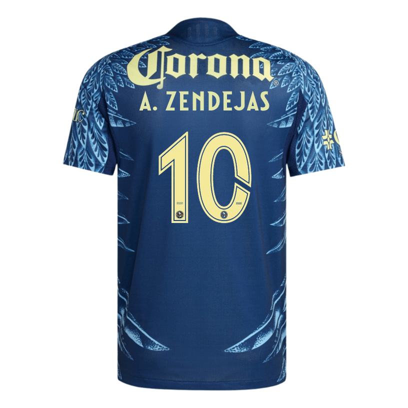 adidas A. Zendejas Men's Club América 25/26 Authentic Away Jersey (Blue) | SoccerWearhouse