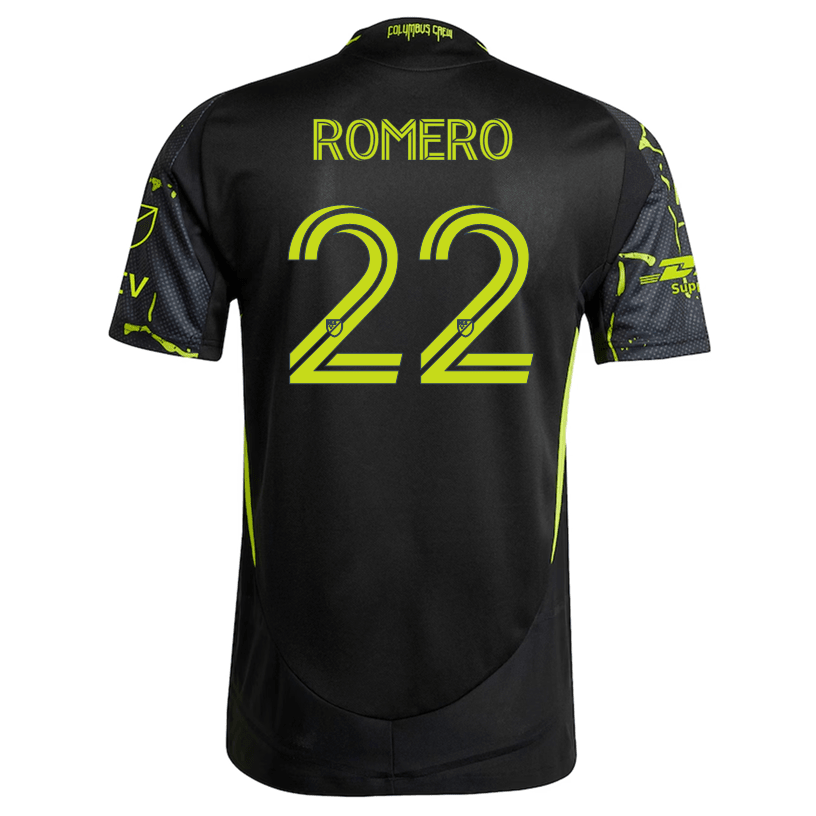 adidas Abraham Romero Columbus Crew Authentic Away Jersey w/ MLS Patches 25/26 (Black/Yellow) | SoccerWearhouse