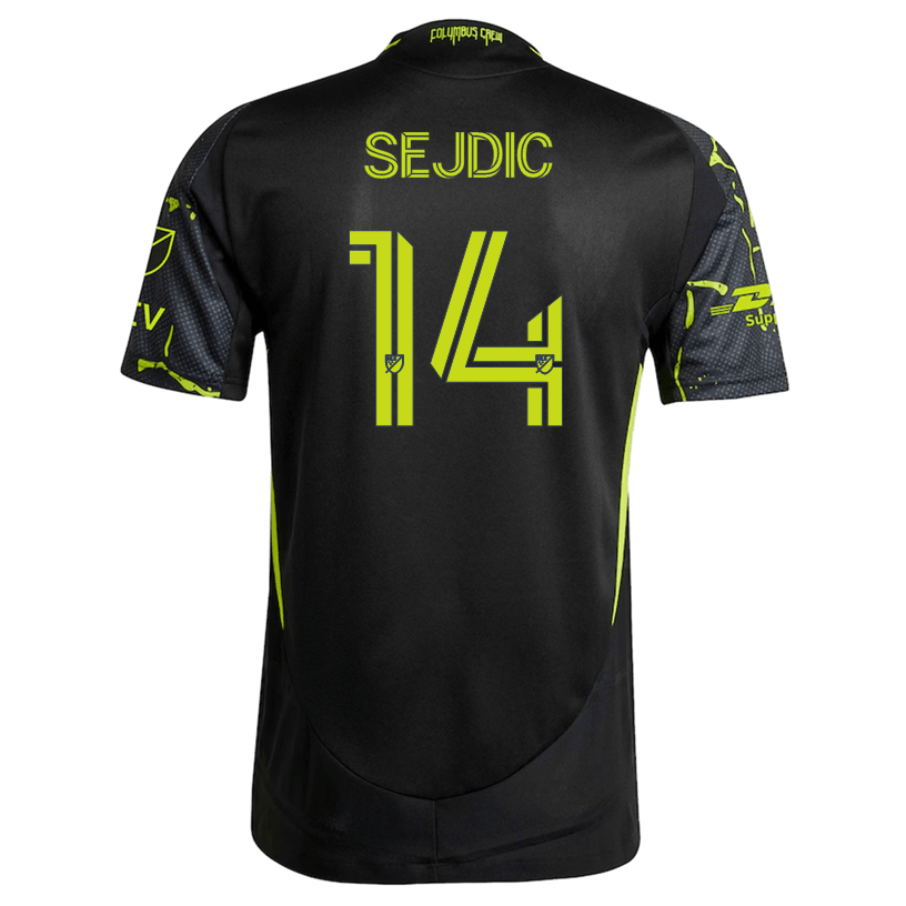 adidas Amar Sejdić Columbus Crew Authentic Away Jersey w/ MLS Patches 25/26 (Black/Yellow) | SoccerWearhouse