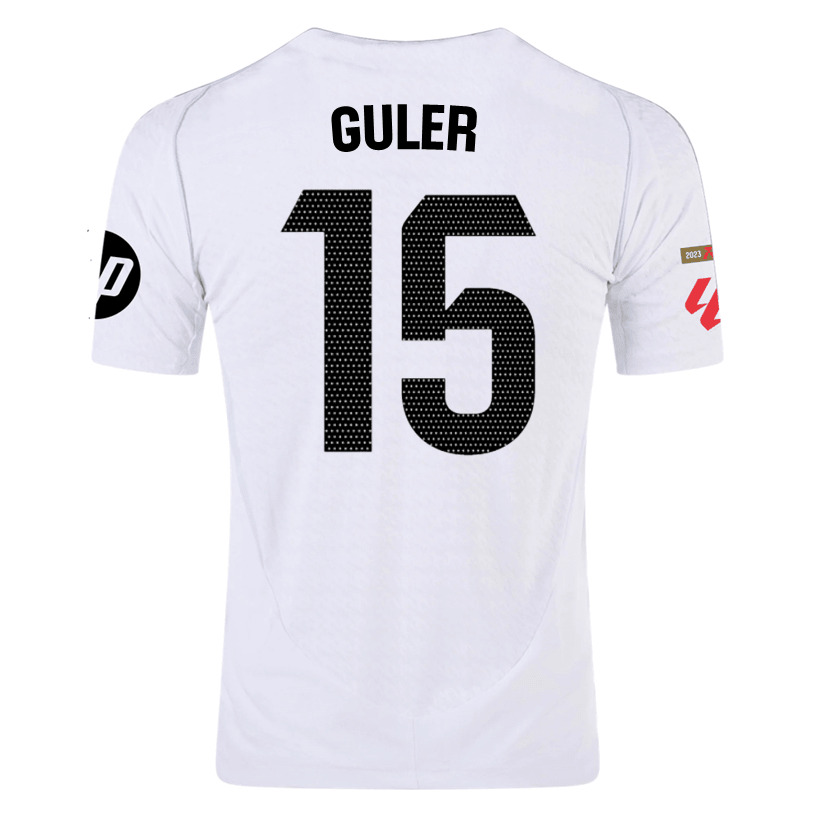 adidas Arda Güler Real Madrid Authentic Home Jersey w/ La Liga Patches 24/25 (White/Black) | SoccerWearhouse