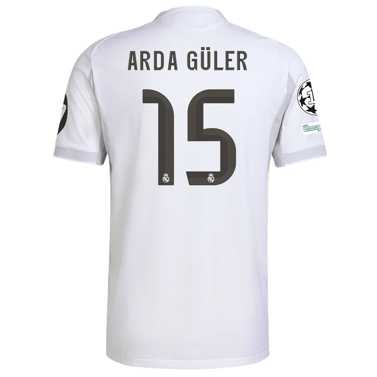 adidas Arda Guler Real Madrid Authentic Home Jersey 25/26 w/ Champions League Patches (White) | SoccerWearhouse