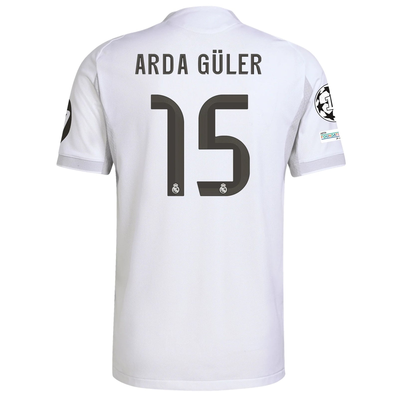 adidas Arda Guler Real Madrid Authentic Home Jersey 25/26 w/ Champions League Patches (White) | SoccerWearhouse