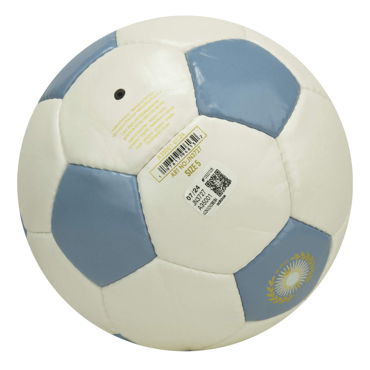 adidas Argentina Anniversary Soccer Ball (White/Ambient Sky/Gold Metallic)