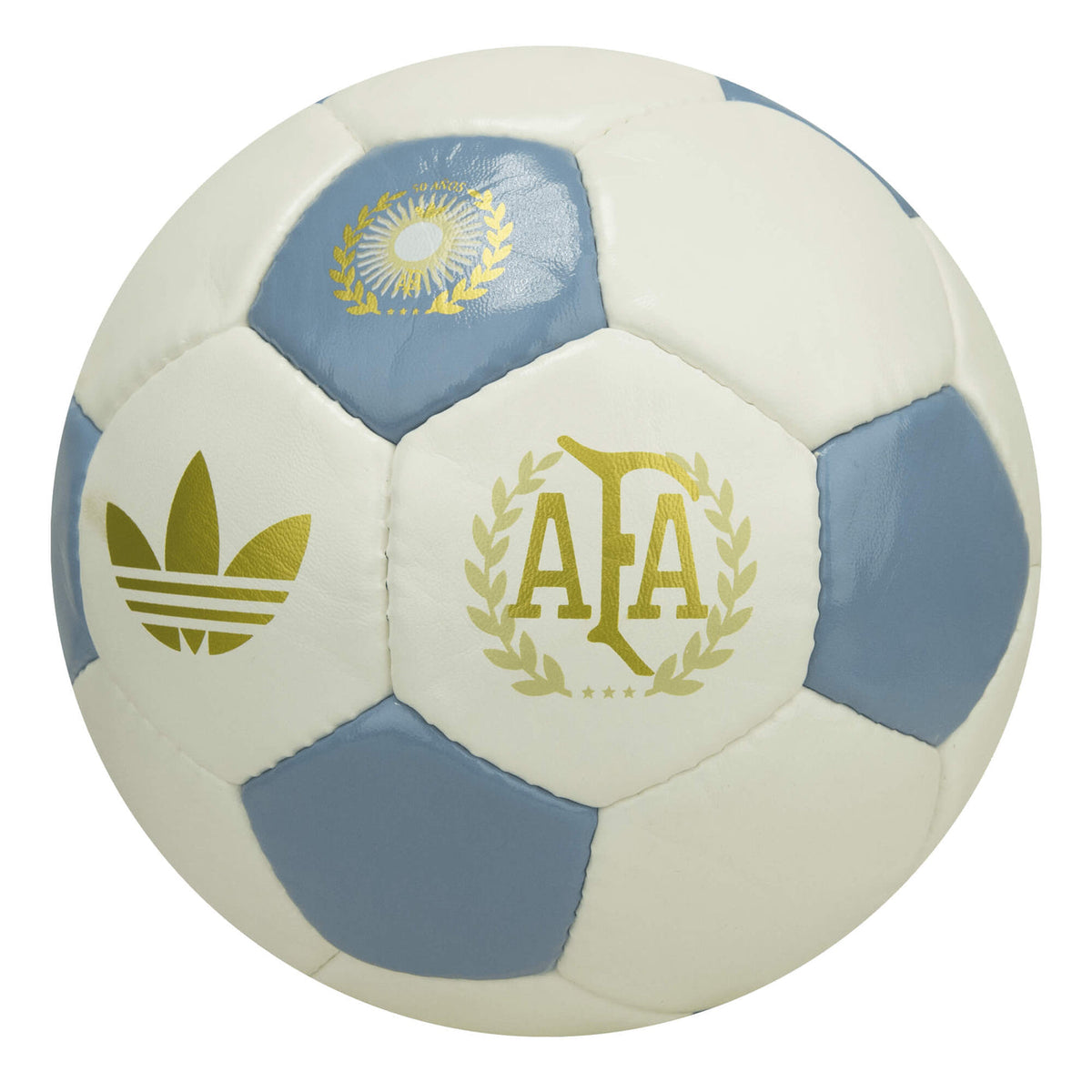 adidas Argentina Anniversary Soccer Ball (White/Ambient Sky/Gold Metallic)