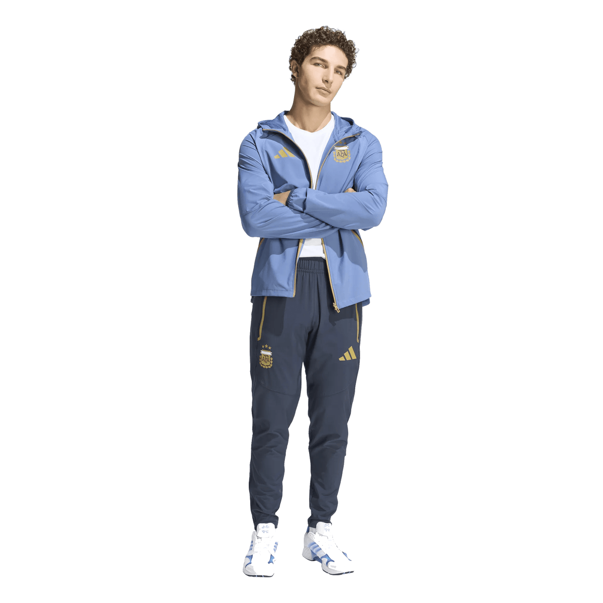 adidas Argentina Tiro Travel Full Zip Windbreaker Jacket 25/26 (Crest Blue) | SoccerWearhouse