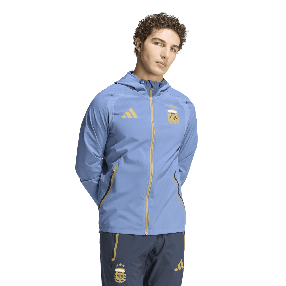 adidas Argentina Tiro Travel Full Zip Windbreaker Jacket 25/26 (Crest Blue) | SoccerWearhouse