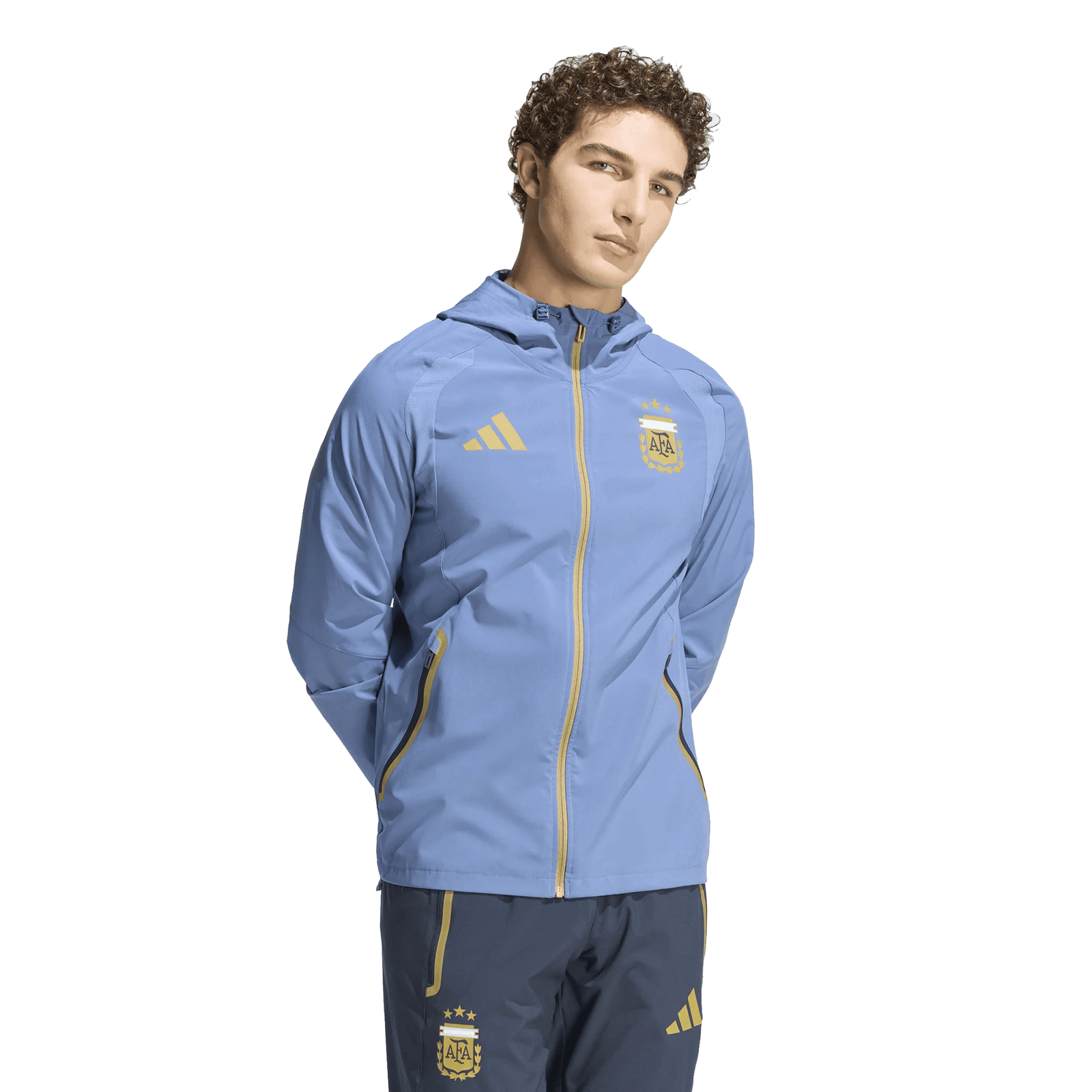 adidas Argentina Tiro Travel Full Zip Windbreaker Jacket 25/26 (Crest Blue) | SoccerWearhouse