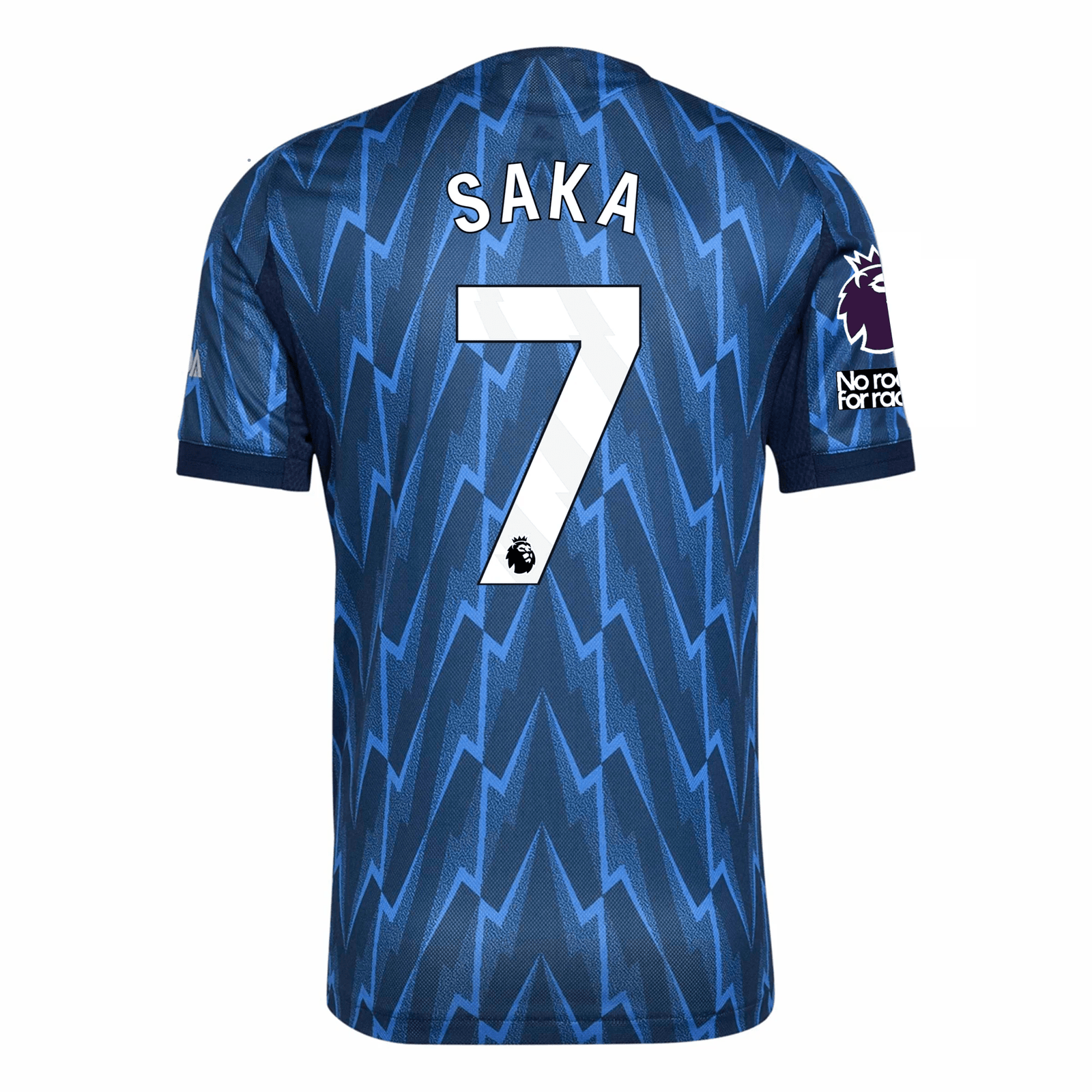 adidas Arsenal Authentic Bukayo Saka Away Jersey w/ EPL + No Room For Racism 25/26 (Indigo/Silver) | SoccerWearhouse