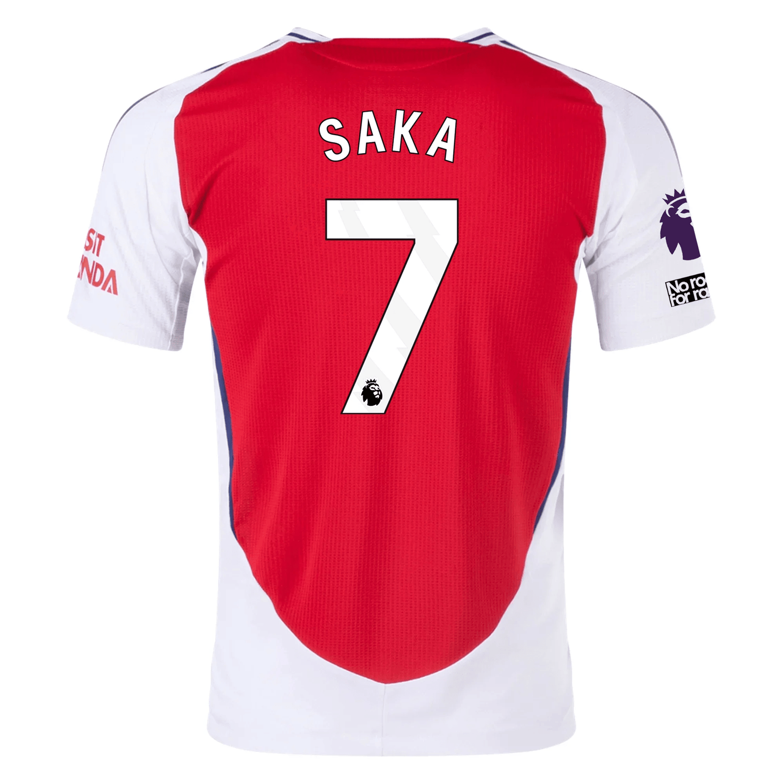 adidas Arsenal Authentic Bukayo Saka Home Jersey w/ EPL + No Room For Racism Patches 24/25 (Better Scarlet/White) | SoccerWearhouse