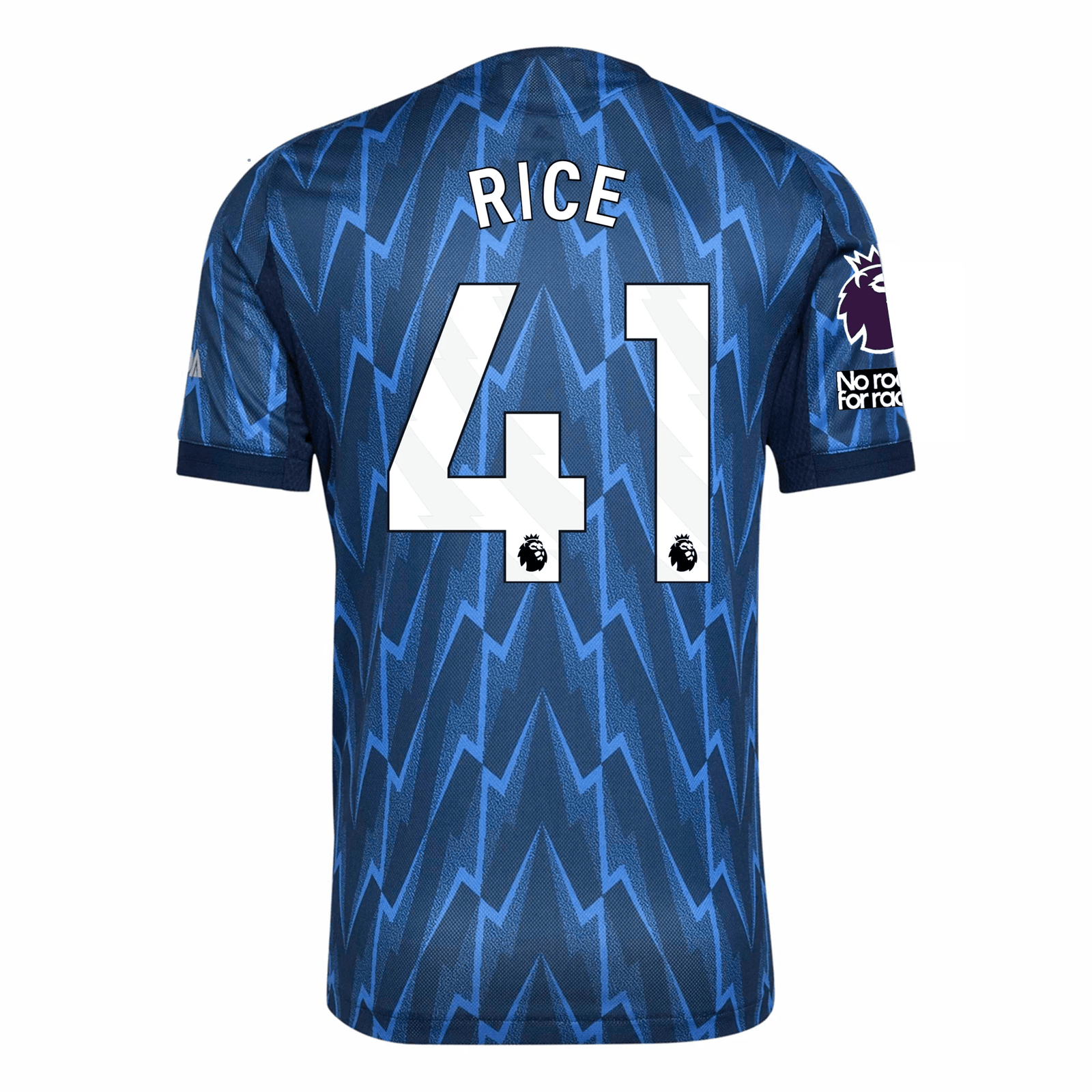 adidas Arsenal Authentic Declan Rice Away Jersey w/ EPL + No Room For Racism 25/26 (Indigo/Silver) | SoccerWearhouse